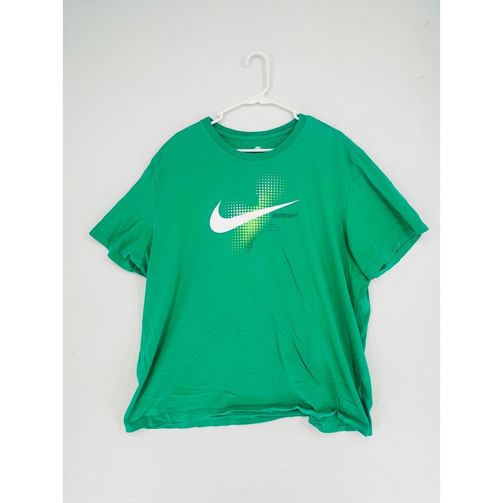 Nike Mens 3XL T-Shirt Green Graphic Swoosh Logo Cotton Short Sleeve Tee 3005